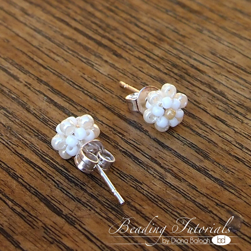 mini flower earrings beading tutorial