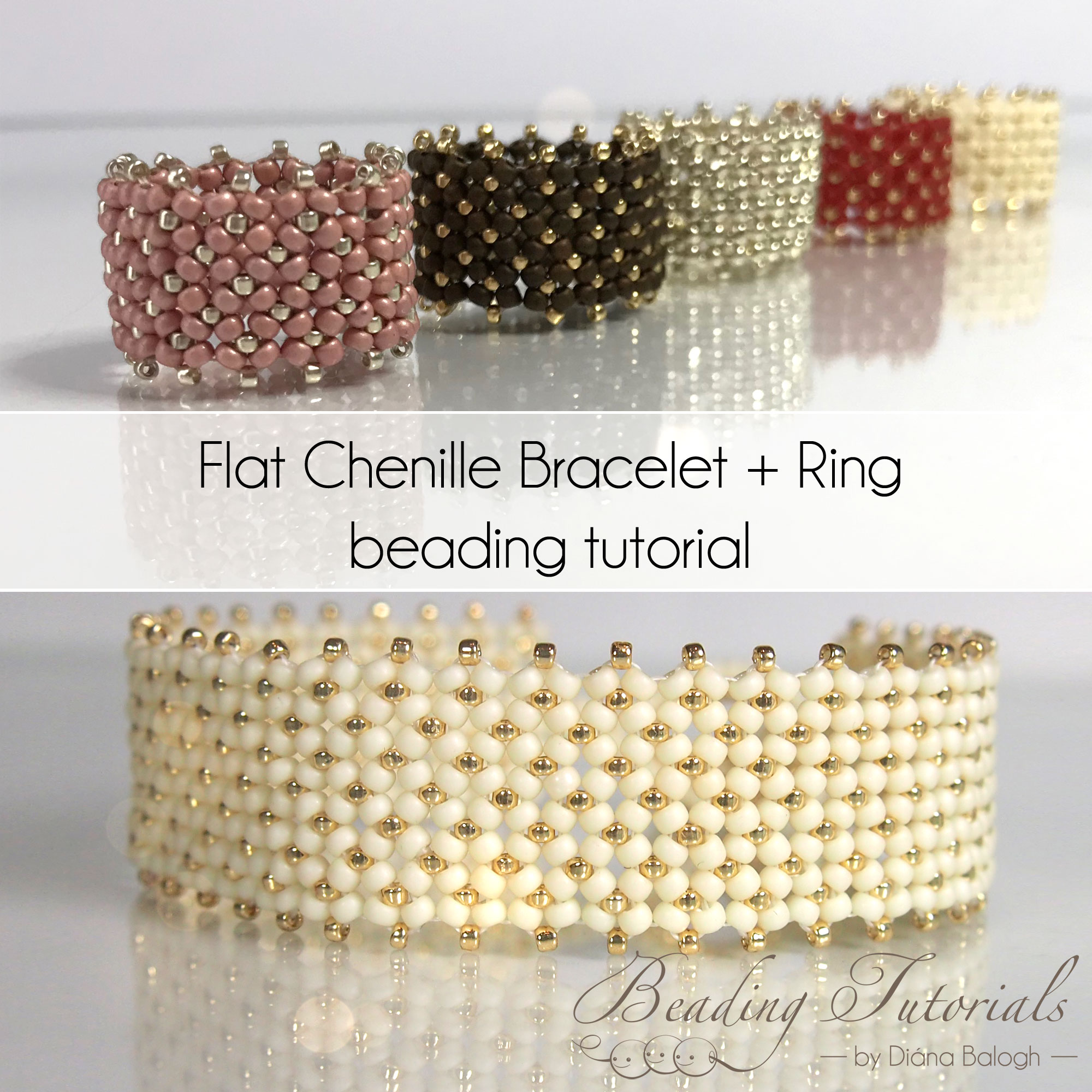 Flat Chenille Bracelet and Ring tutorial by Diána Balogh