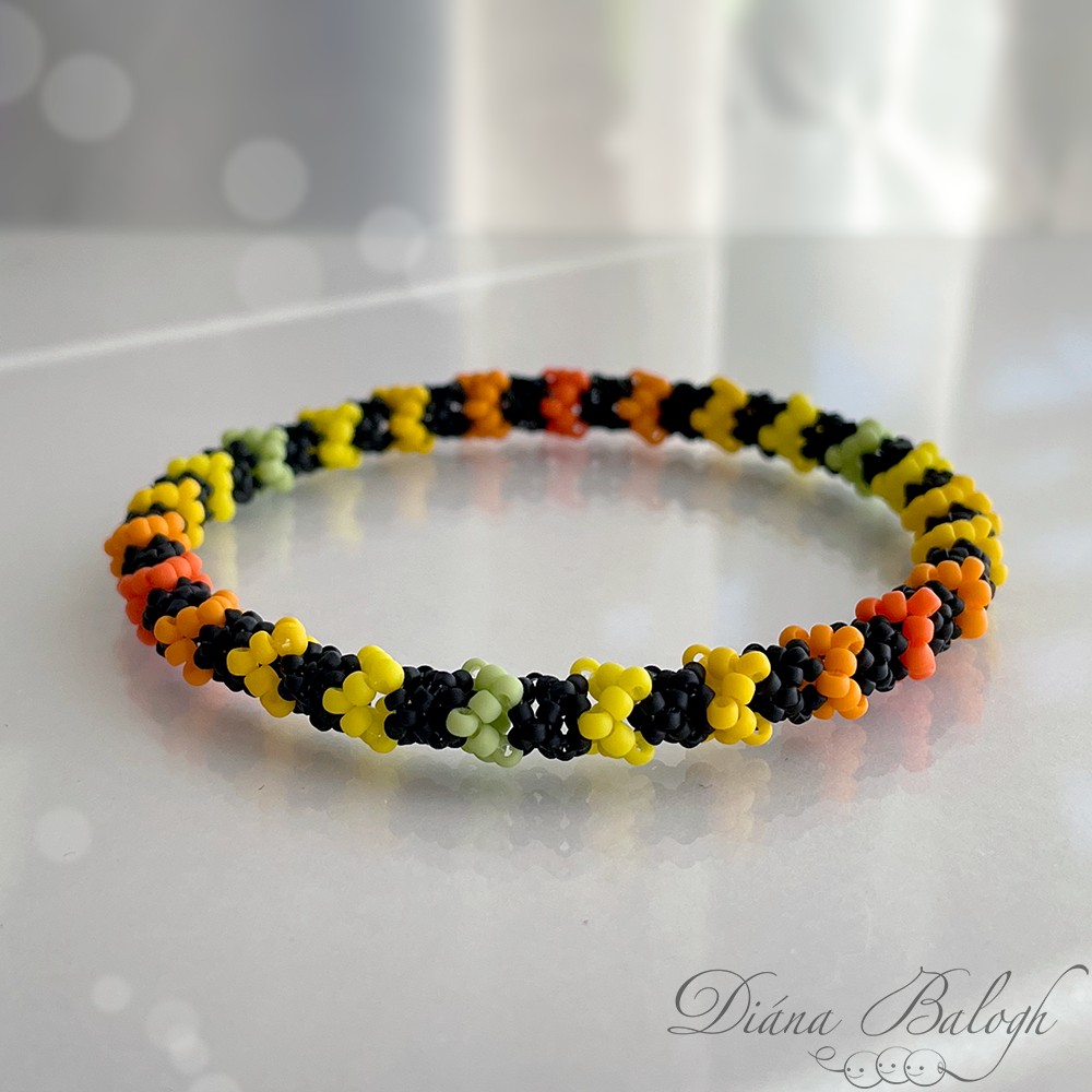 chenille bracelet bead tutorial, bead pattern