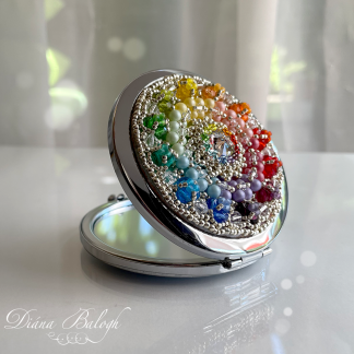 cathedral's window mirror beading kit, compact mirror beading kit and tutorial by diana balogh